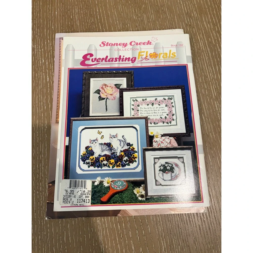 Vintage Floral Cross Stitch Pattern Book Lot Botanical Garden Everlasting Floral